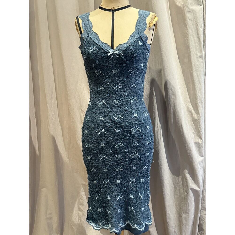 Rare Vintage Unworn Ann Ferriday Rosebud Pucker Lace Dress.. S